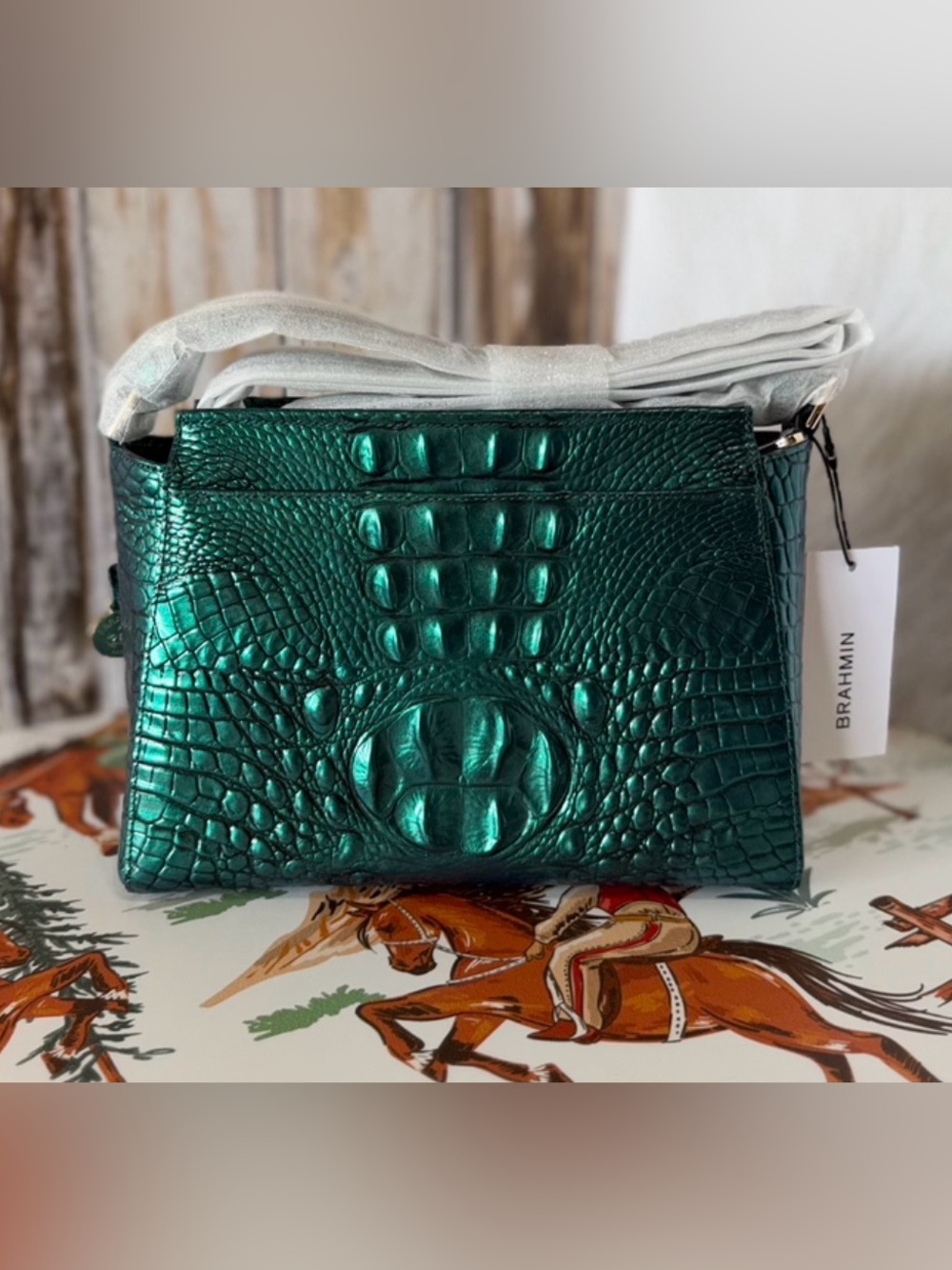 BRAHMIN MYSTIC GREEN HILLARY NWT Green Metallic FIRM